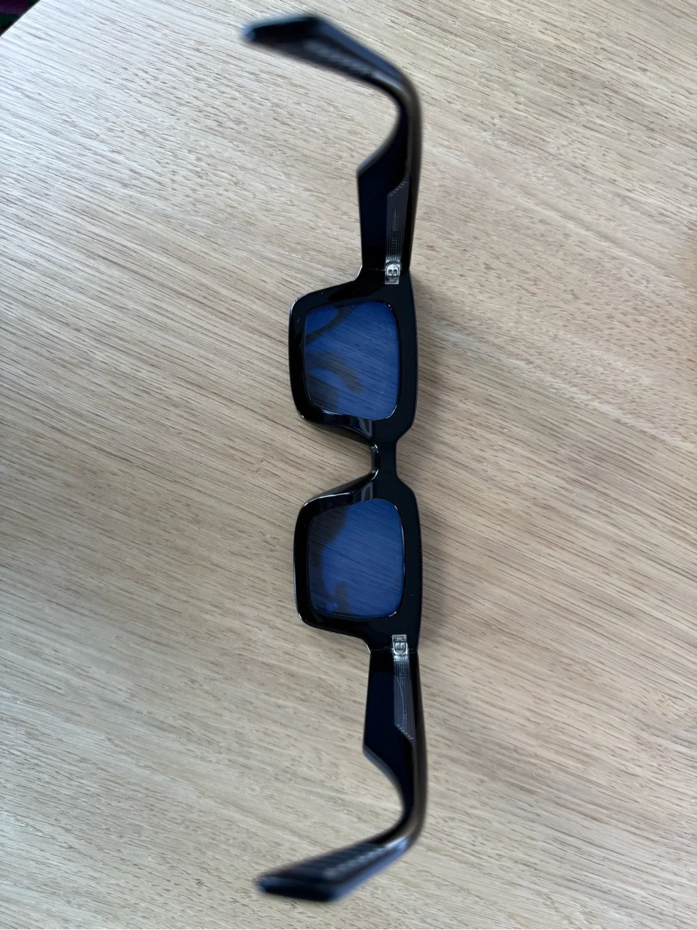 AKILA SSENSE Exclusive Square Sunglasses Black / Sky Blue New w/ Cork Case